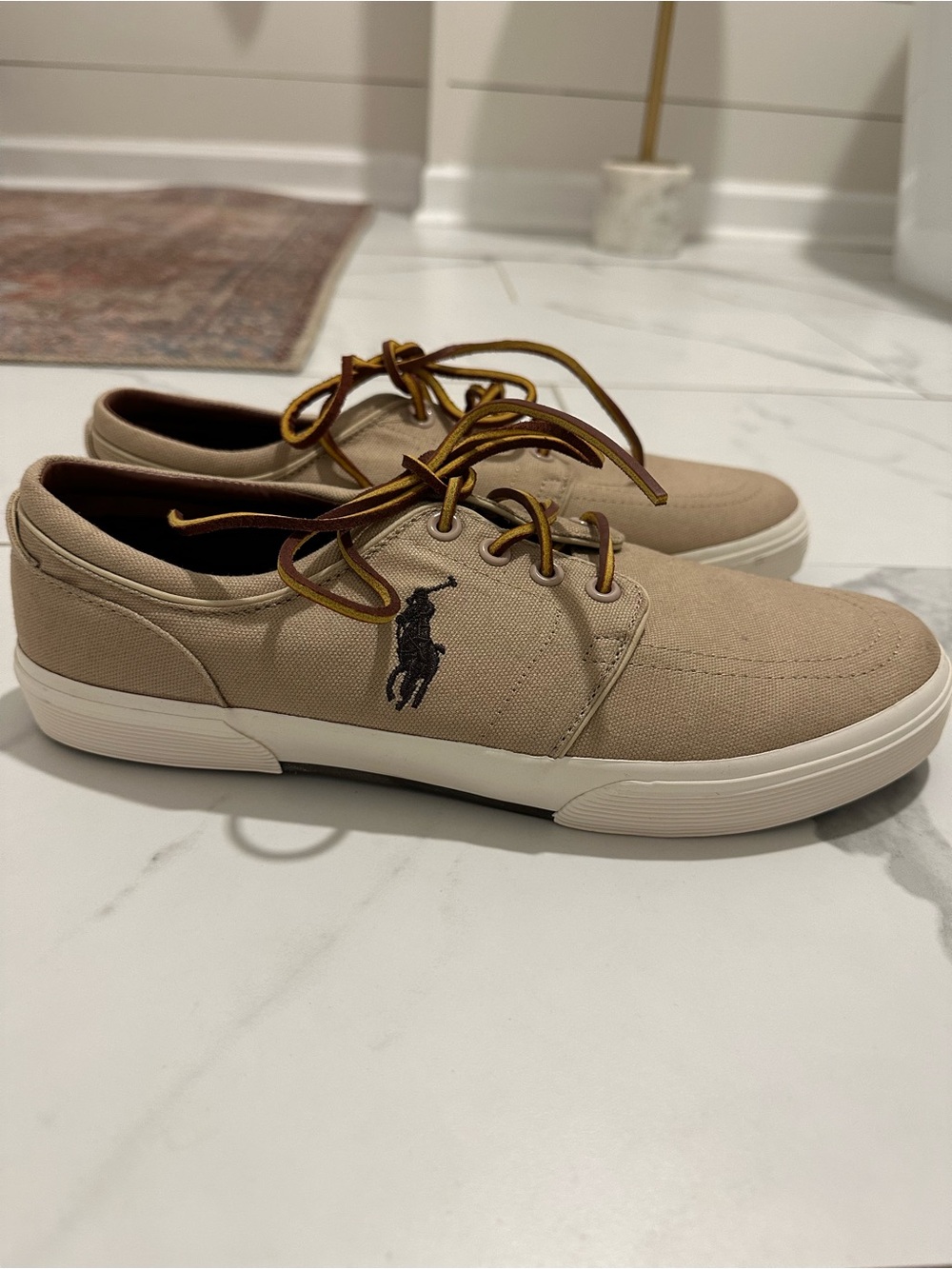 Polo by Ralph Lauren Beige Canvas Boat Shoes
